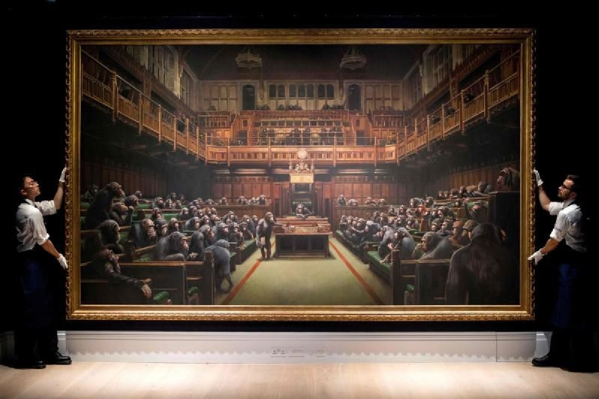 ภาพ Banksy ล้อสภาอังกฤษประมูลได้กว่า 300 ล้านบาท ภาพ Banksy ล้อสภาอังกฤษประมูลได้กว่า 300 ล้านบาท