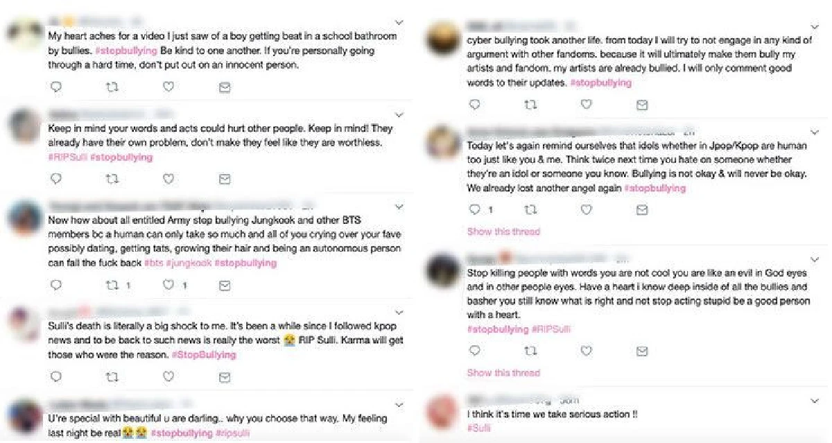 ชาวเน็ตแห่ติดแฮชแท็ก #stopbullying จากกรณีการจากไปของไอดอลสาว "ซอลลี่” วัย 25 ปี