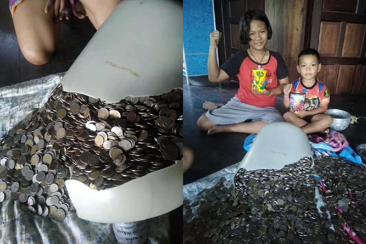 แม่ค้าขายขนมครกสะสมเงินเหรียญหยอดถังน้ำดื่ม20ลิตรเป็นเวลา3ปีได้กว่า7หมื่นบาท