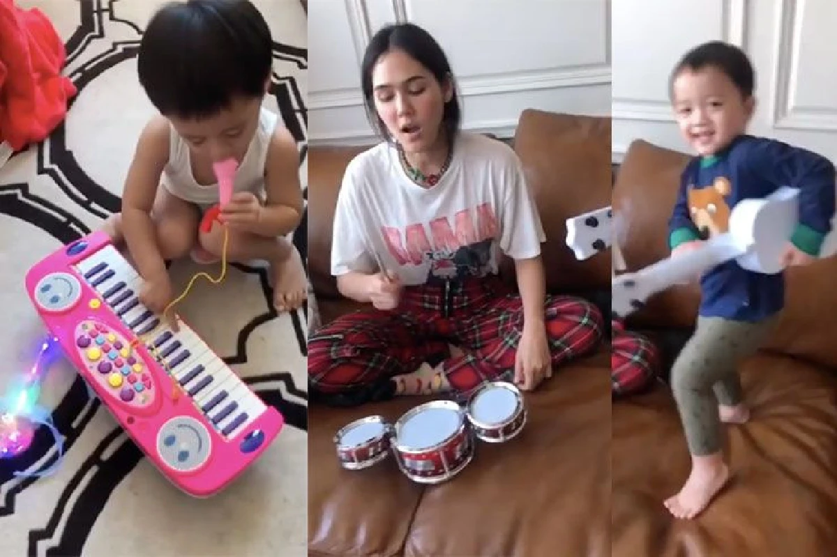 “น้องสายฟ้า-น้องพายุ” แท็กทีม “แม่ชม” ฟอร์มวงดนตรีเล่นกันอย่างสนุกสนาน