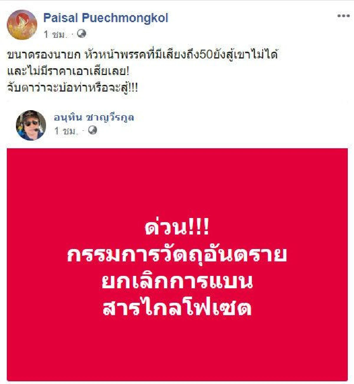 ไม่มีราคา! "ไพศาล" มองภูมิใจไทย หลังค้านแบนไกลโฟเซตไม่ได้