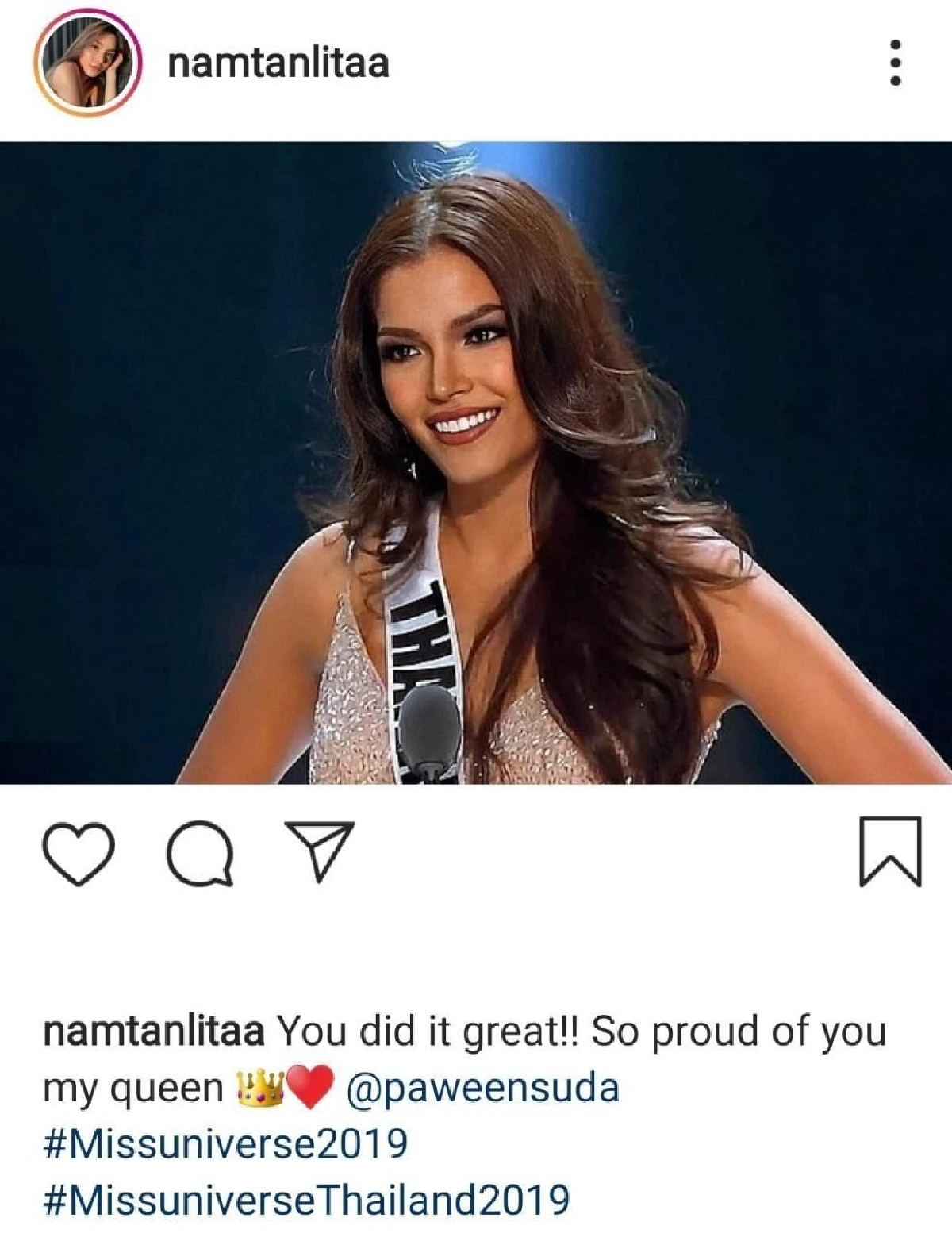 คนบันเทิงส่งกำลังใจให้ "ฟ้าใส ปวีณสุดา" Top 5 Miss Universe 2019