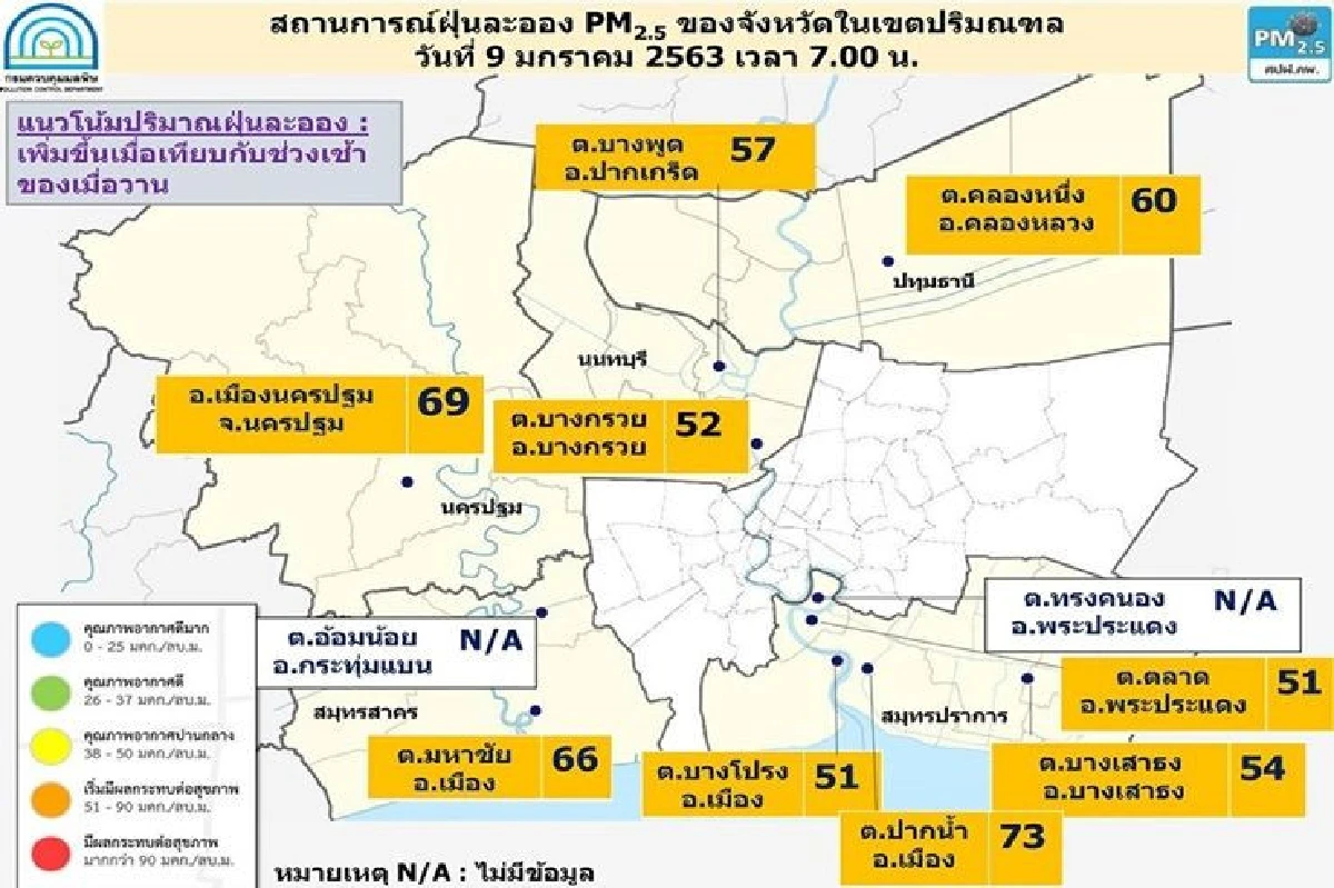 กทม.อ่วม!ฝุ่นพิษฟุ้ง 45 พื้นที่เป็นสีส้ม เริ่มมีผลกระทบต่อสุขภาพ