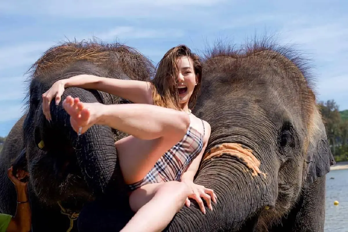 "ดิว อริสรา" นุ่งวันพีซเล่นน้ำกับช้างสดใสน่ารักปนเซ็กซี่เบาๆ 