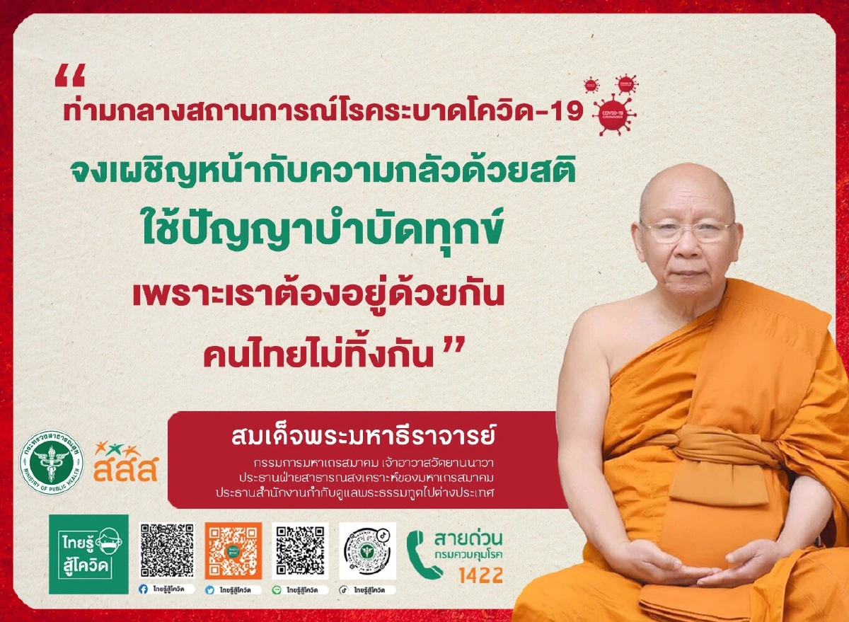 "สมเด็จพระมหาธีราจารย์"ขอคนไทยอย่ากลัวโควิด-19จนขาดสติ