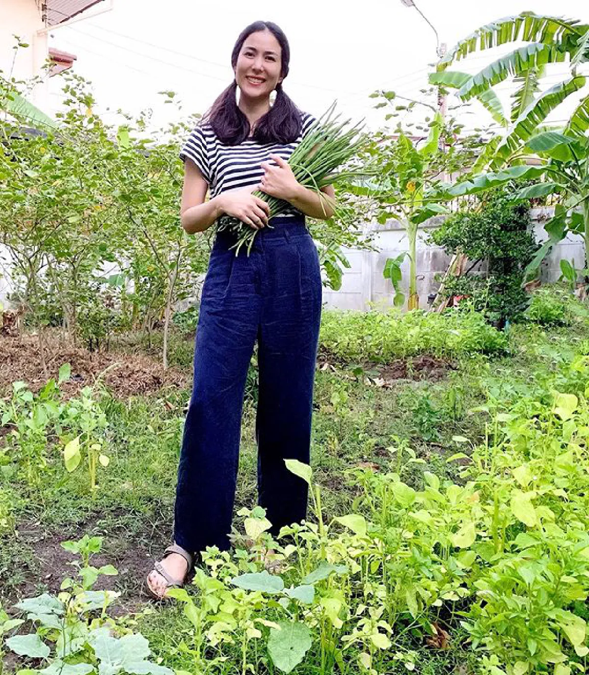 "เชอรี่ เข็มอัปสร" กับชีวิตเรียบง่าย ปลูกผักสวนครัวรอบบ้านสีเขียวสดชื่น