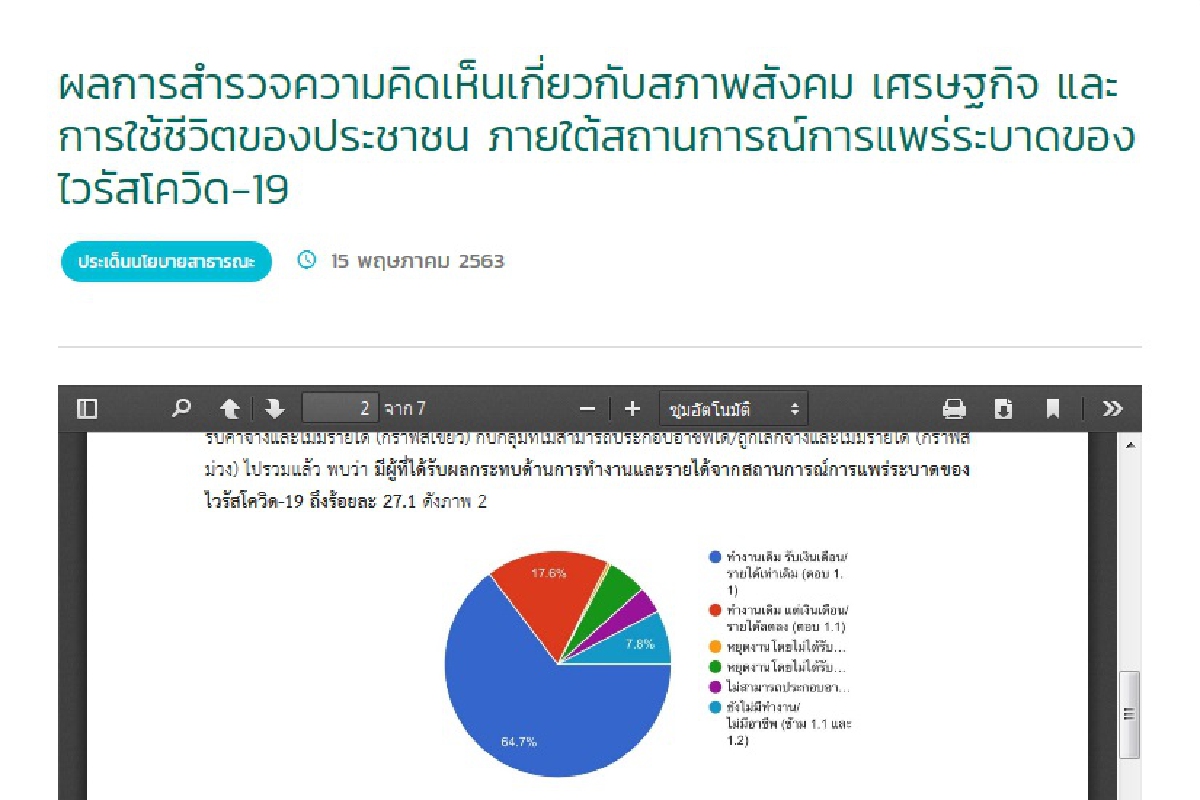 โพลสถาบันพระปกเกล้าชี้รัฐบาลสอบผ่านแก้โควิด-19 โพลสถาบันพระปกเกล้าชี้รัฐบาลสอบผ่านแก้โควิด-19