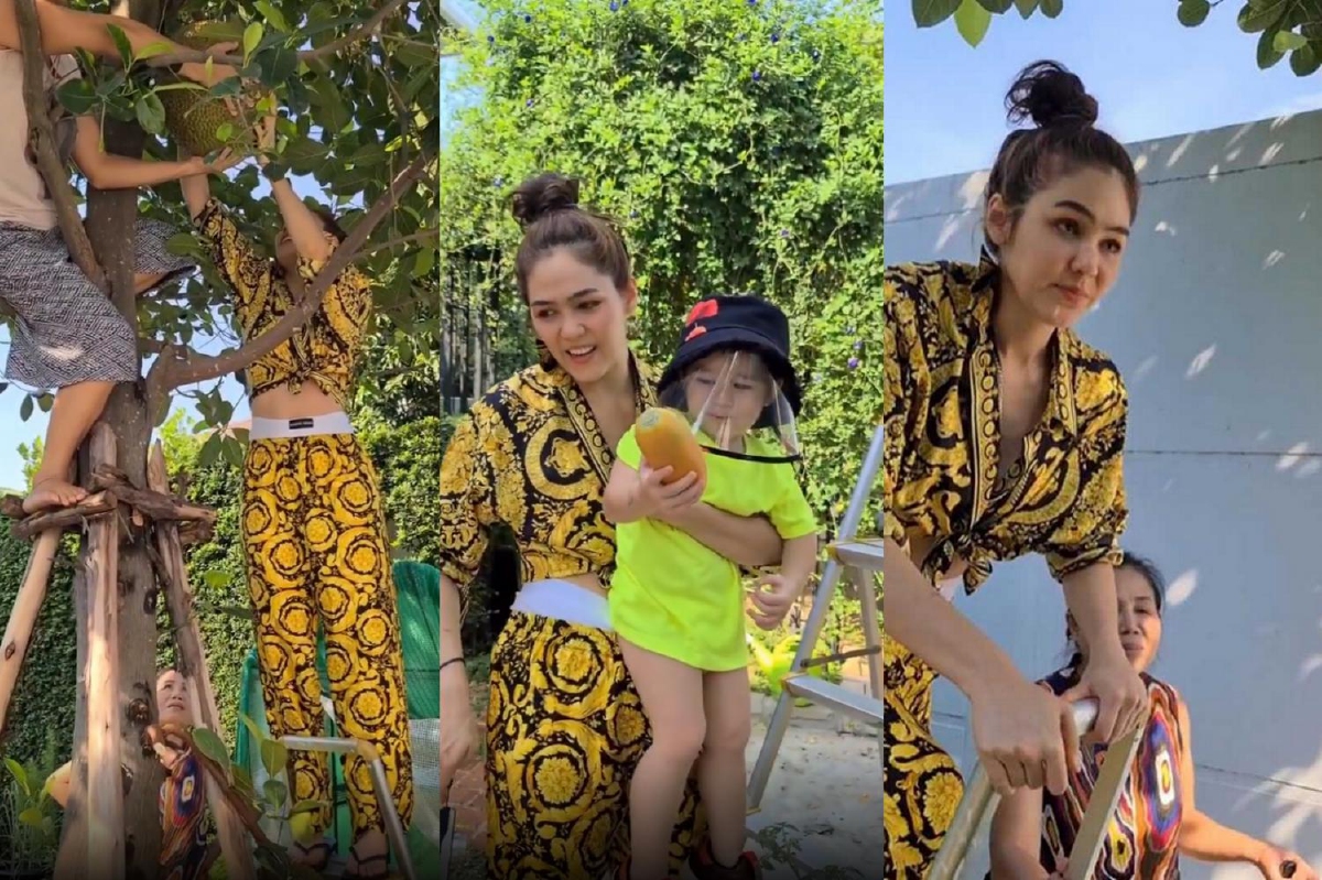ชมพู่ อารยา สวมชุดแบรนด์เนมราคาหลายหมื่น ปีนตัดขนุนที่บ้านสุดชิล ชมพู่ อารยา สวมชุดแบรนด์เนมราคาหลายหมื่น ปีนตัดขนุนที่บ้านสุดชิล