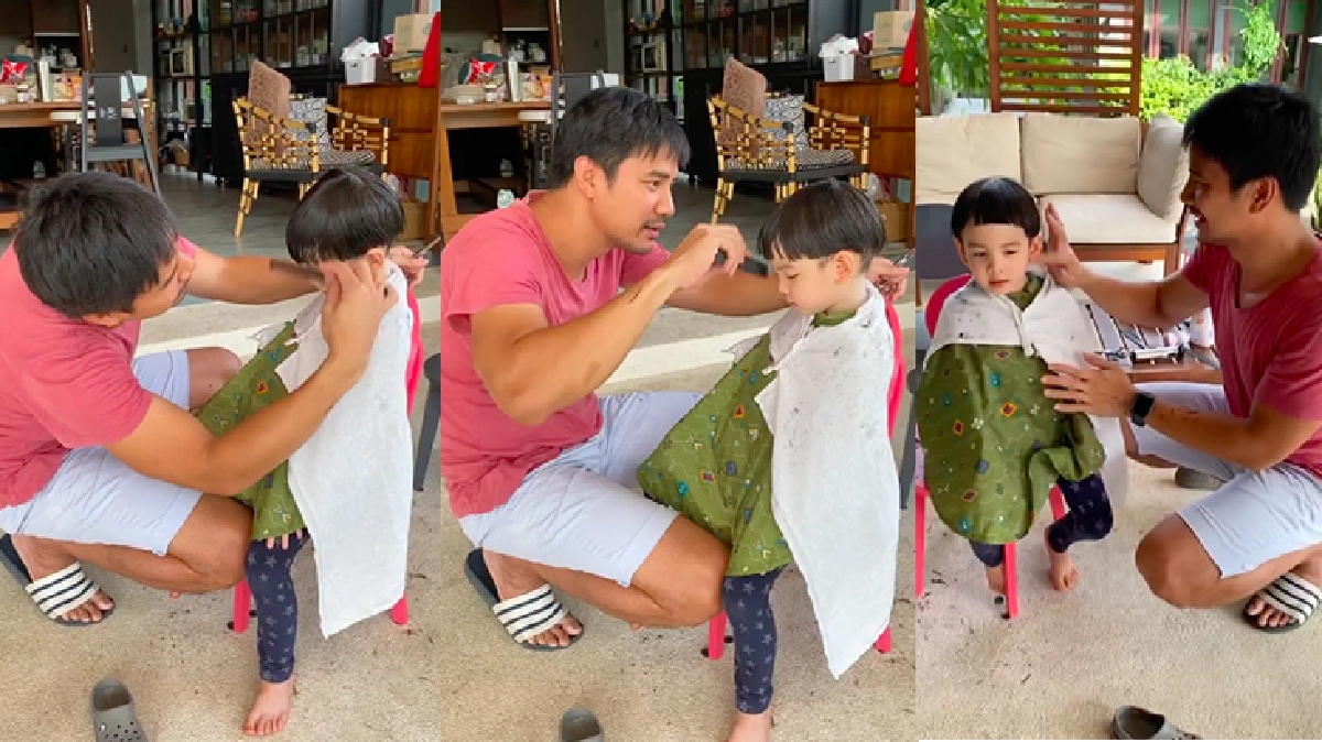 "น็อต วรฤทธิ์" ตัดผมให้ “น้องธัชช" ลูกชาย "แนน ชลิตา" ออกมาเป๊ะมาก