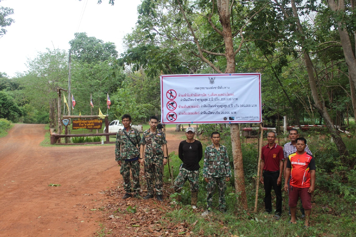 "ทับลาน"ปิดป้ายประกาศห้ามเข้าเขตป่าหลังพบกระทิงถูกฆ่าตาย 2 ตัวรวด