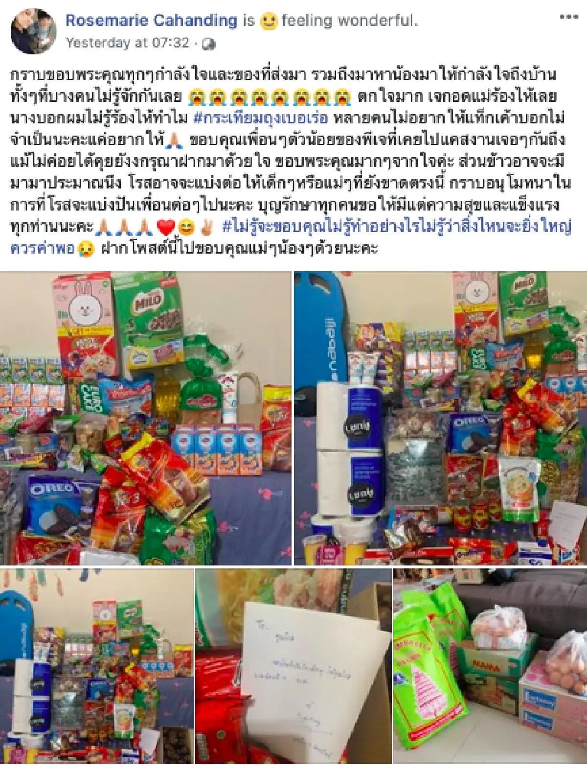 อดีตนักร้องดัง "โรสแมรี่” โพสต์ขอรับบริจาคของกินให้ลูกชาย