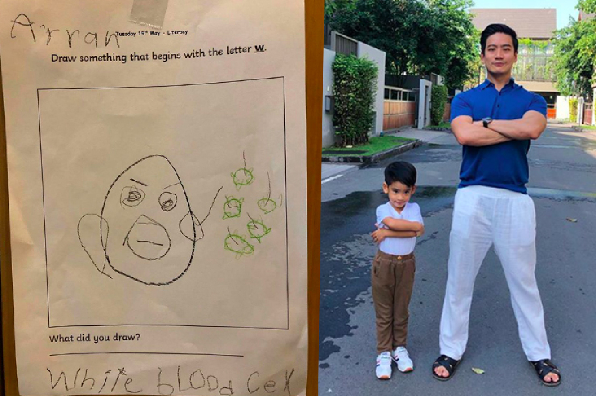 “น้องอลัน” อายุ 4 ขวบ วาดรูปเซลล์เม็ดเลือดขาว สมกับเป็นลูก “หมอโอ๊ค“ “น้องอลัน” อายุ 4 ขวบ วาดรูปเซลล์เม็ดเลือดขาว สมกับเป็นลูก “หมอโอ๊ค“