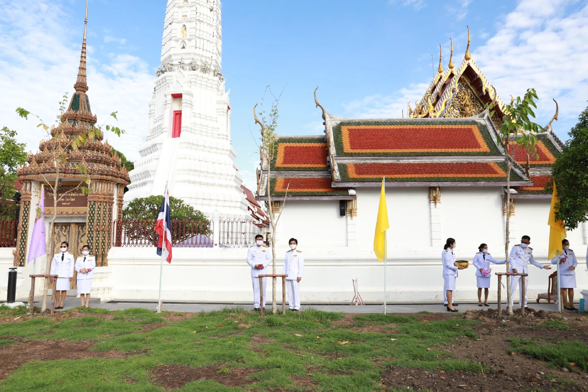 "พช.-สภาสตรีฯ"ปลูกต้นไม้มงคลวัดระฆังฯถวายเป็นพระราชกุศล 