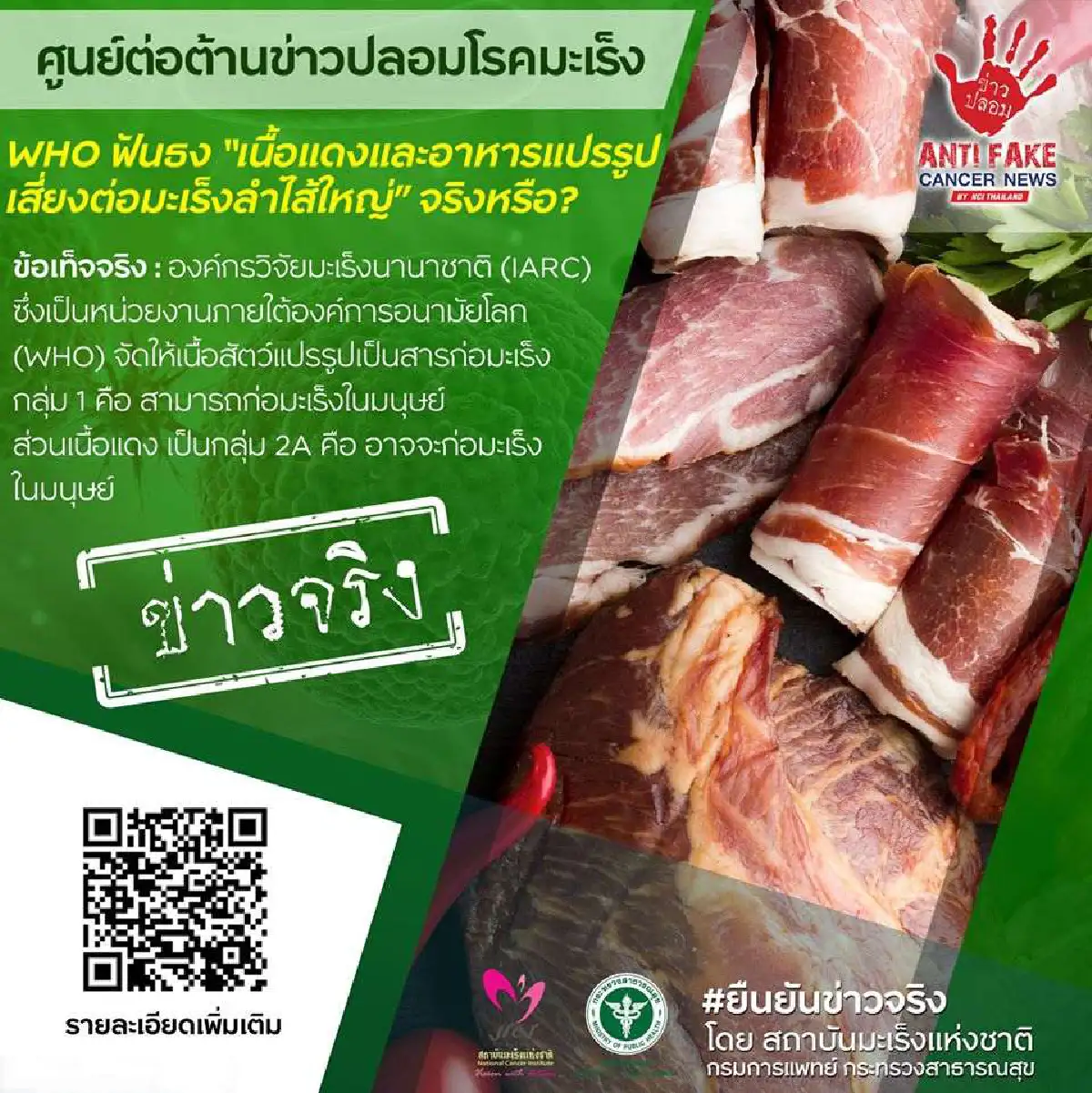 กินเนื้อแดง อาหารแปรรูป เสี่ยงมะเร็งลำไส้ใหญ่