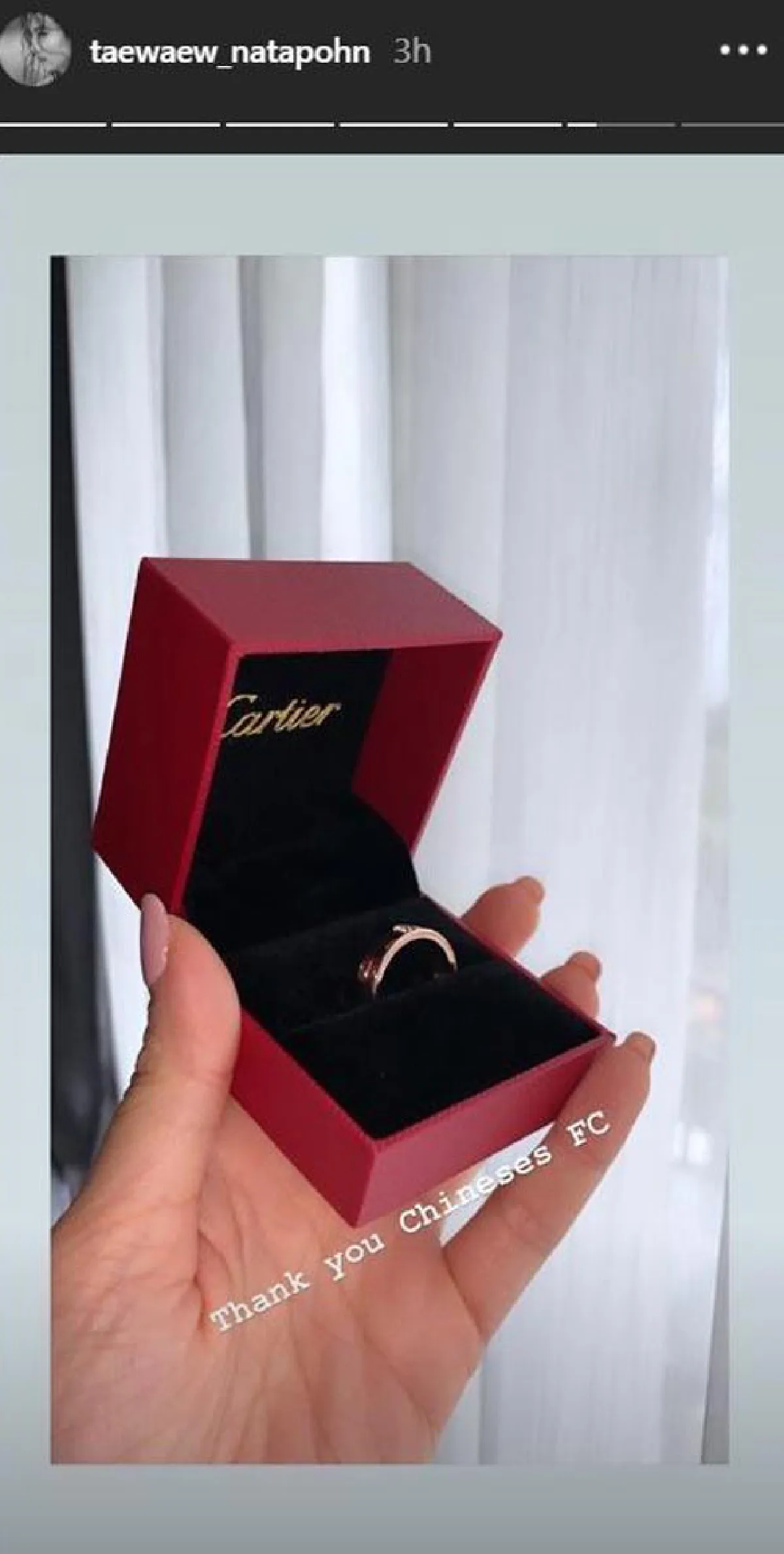 “แต้ว ณฐพร” เฉลยแล้วแหวนแบรนด์หรูที่ได้ มาจากแฟนคลับจีน