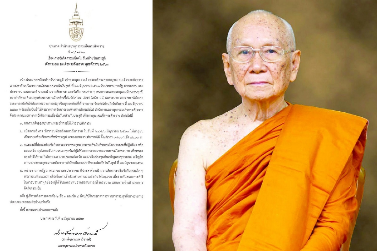 สมเด็จพระสังฆราชฯ งดให้เฝ้าเนื่องในวันคล้ายวันประสูติ 26มิ.ย.63 สมเด็จพระสังฆราชฯ งดให้เฝ้าเนื่องในวันคล้ายวันประสูติ 26มิ.ย.63