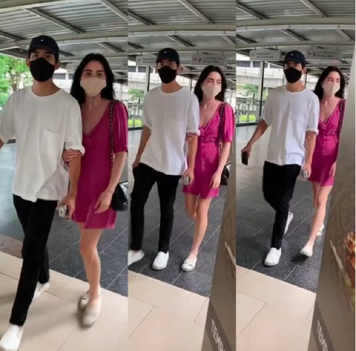 "ใหม่-เต๋อ" ควงแขนแบบชิลๆ พากันเดินเที่ยวตามประสาคนรัก 