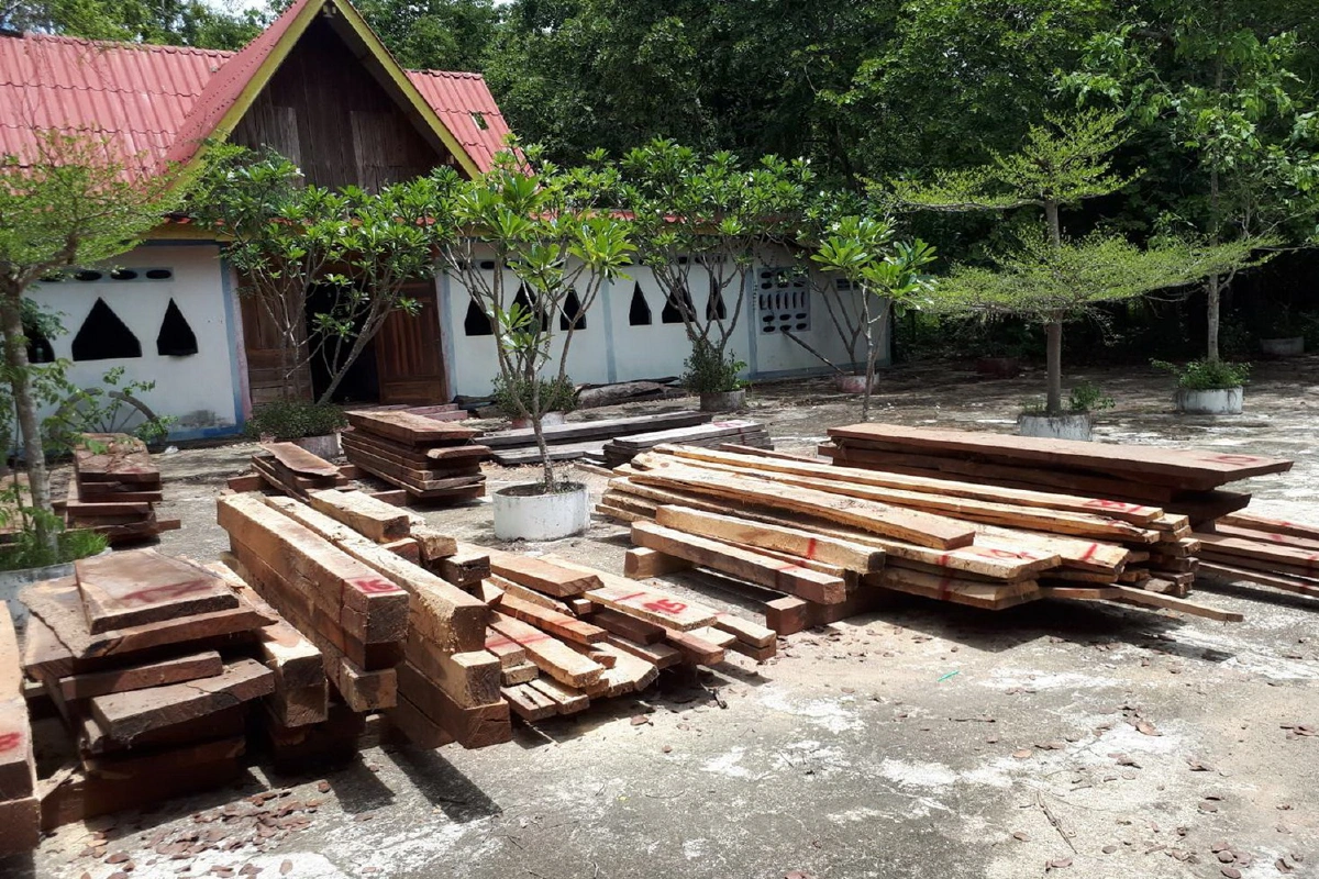 ป่าไม้กาญจน์ค้นวัดดังรอบ2ยึดไม้แปรรูปเถื่อนซุกใต้ถุนโบสถ์