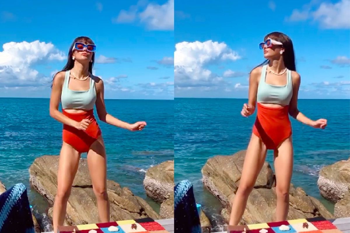 “นท เดอะสตาร์” อวดหุ่นงามๆ นุ่งชุดว่ายน้ำยืนเต้นอยู่บนโขดหิน