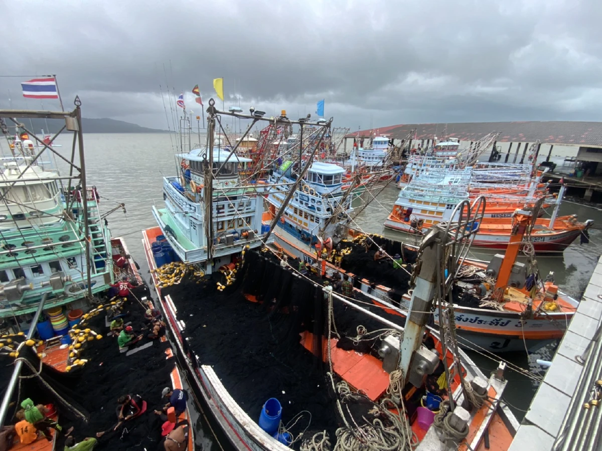 คลื่นลมแรง!เรือประมงกว่า 300 ลำจอดเทียบท่าไม่กล้าออกทะเล