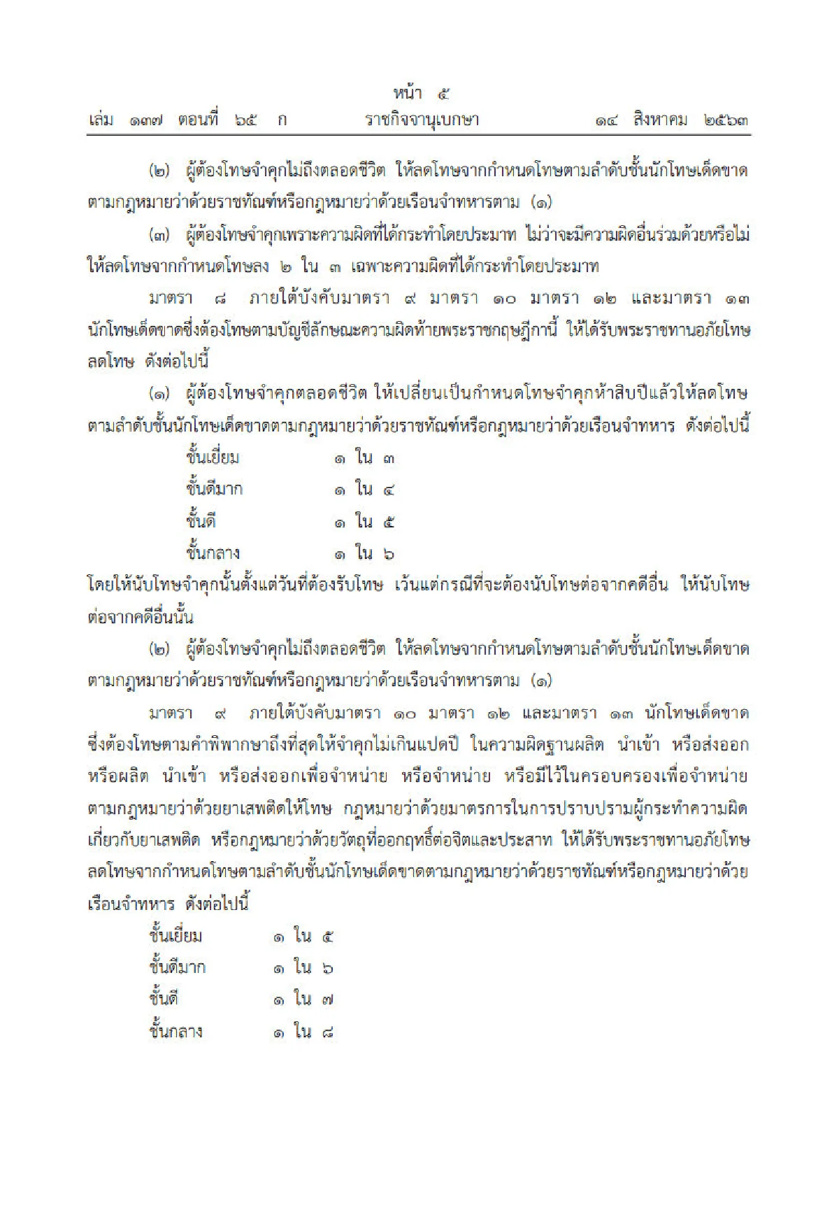 ราชกิจจาฯประกาศ "อภัยโทษผู้ต้องโทษ"