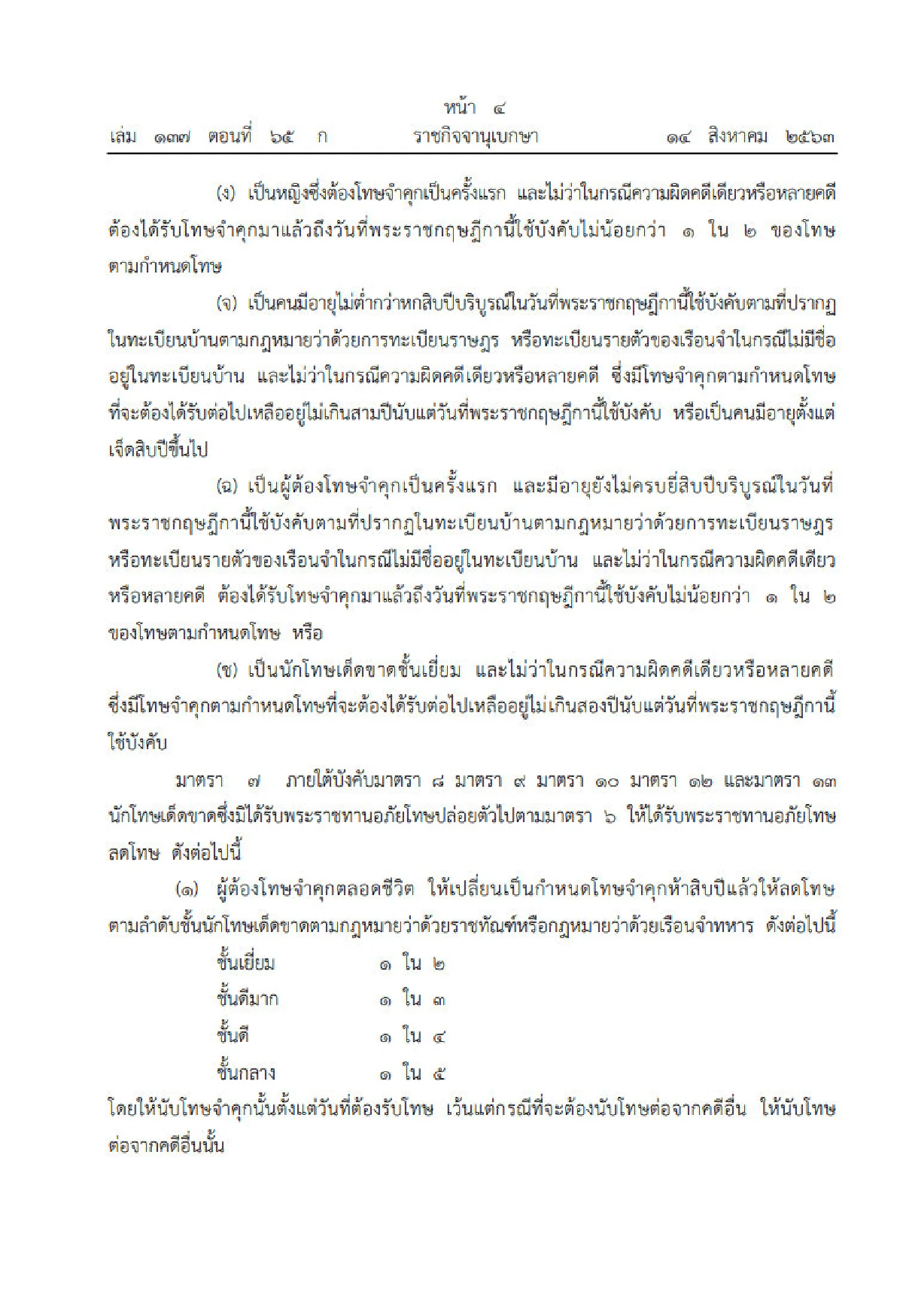 ราชกิจจาฯประกาศ "อภัยโทษผู้ต้องโทษ"