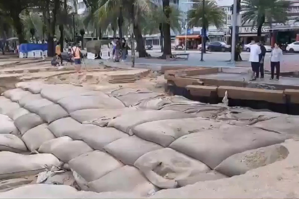 ฝนถล่มพัทยานาน3ชม.น้ำเซาะชายหาดพังหลายจุด