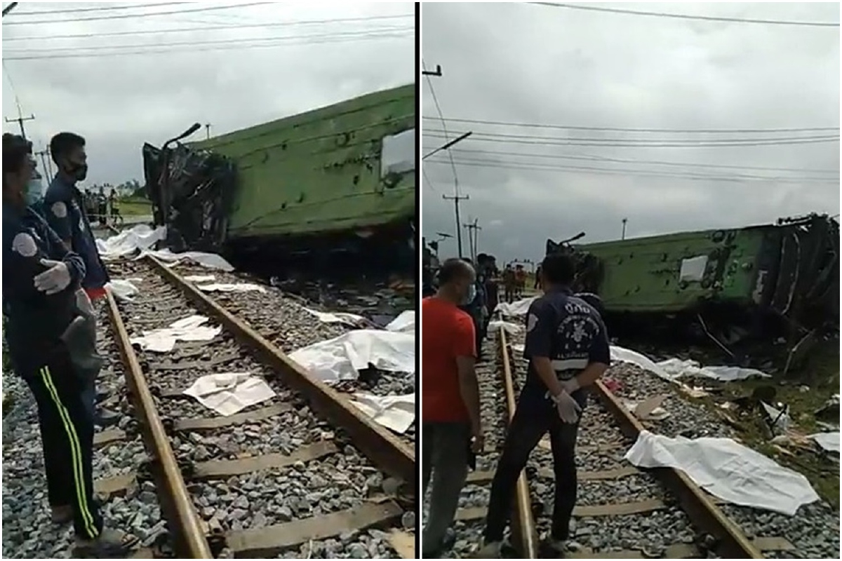 สลดรถไฟชนรถบัสคณะทำบุญที่ฉะเชิงเทรา ดับกว่า 10 ศพ สลดรถไฟชนรถบัสคณะทำบุญที่ฉะเชิงเทรา ดับกว่า 10 ศพ