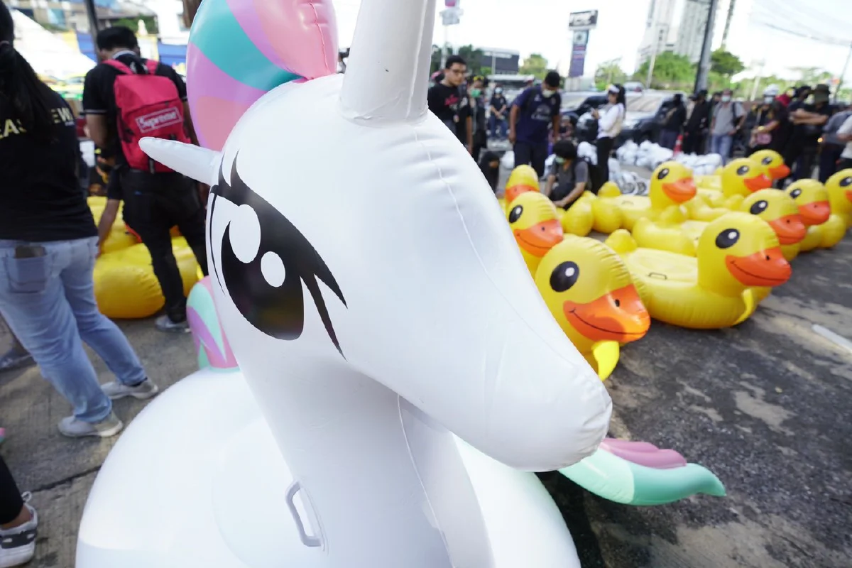 "เพนกวิน"ใส่ชุดเป็ดเหลืองร่วมม็อบ เชื่อฝ่ายตรงข้ามจนมุมนำม.112มาใช้