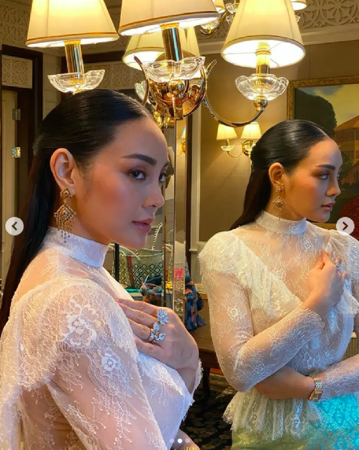 "ตั๊ก บงกช" สวยหรูดูแพงในชุดไทย ร่วมงานแต่ง "ตูน-ก้อย"