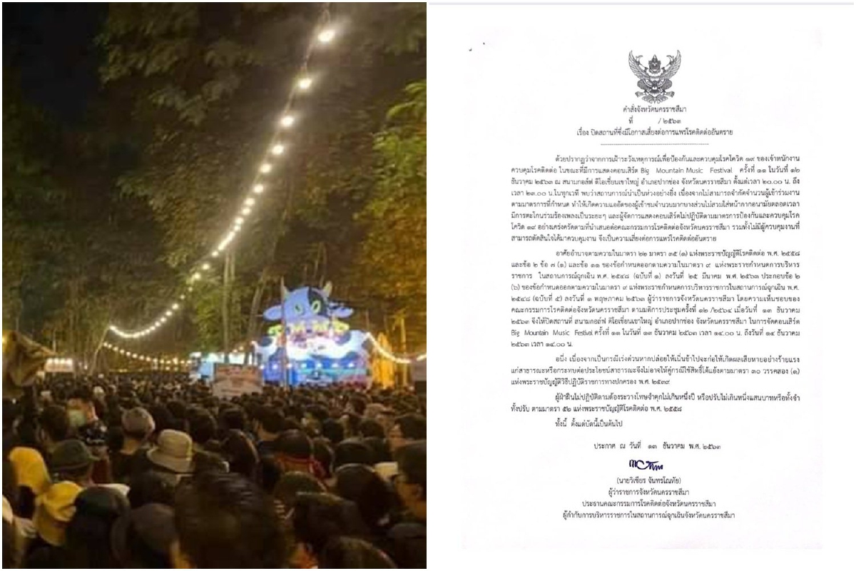 เปิดคำสั่งจังหวัดนครราชสีมา สั่งยกเลิกคอนเสิร์ต "บิ๊กเมาน์เทน" เปิดคำสั่งจังหวัดนครราชสีมา สั่งยกเลิกคอนเสิร์ต "บิ๊กเมาน์เทน"