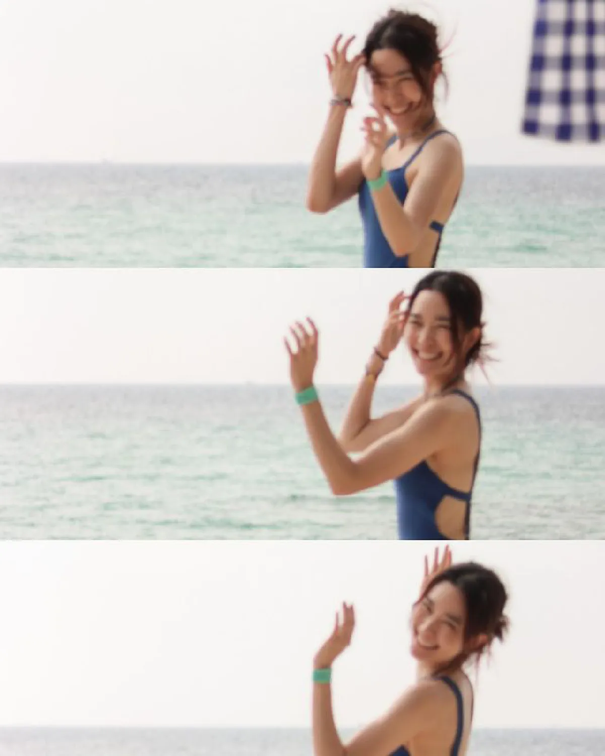 แซ่บส่งท้ายปี! โม มนชนก นุ่งชุดทูพีซเว้าข้างอวดความสดใสริมทะเล 