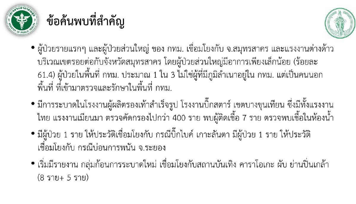 กทม.พบผู้ติดเชื้อเพิ่ม14 จากสถานบันเทิง-ร้านอาหาร รวมยอดสะสม 108ราย