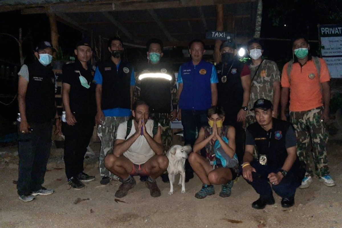 2นักท่องเที่ยวสเปนหลงป่าติดบนเขาเกาะพะงันนานกว่า6ชั่วโมง