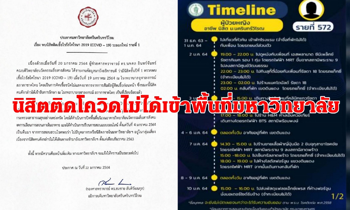 มศว แจงนิสิตติดโควิดไม่ได้เข้าพื้นที่มหาวิทยาลัย มศว แจงนิสิตติดโควิดไม่ได้เข้าพื้นที่มหาวิทยาลัย