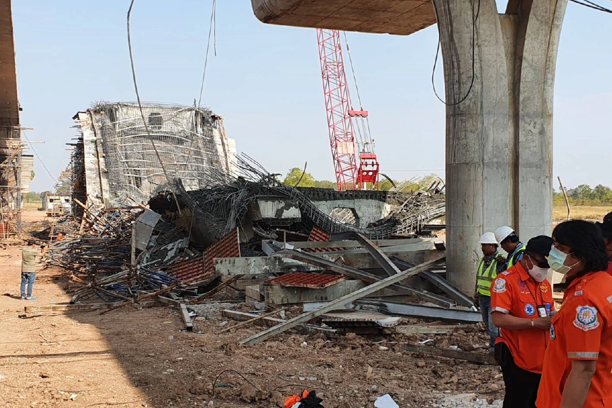 สะพานวงแหวนโคกสูงพังถล่มคนงานไทย-ต่างด้าวเจ็บระนาว