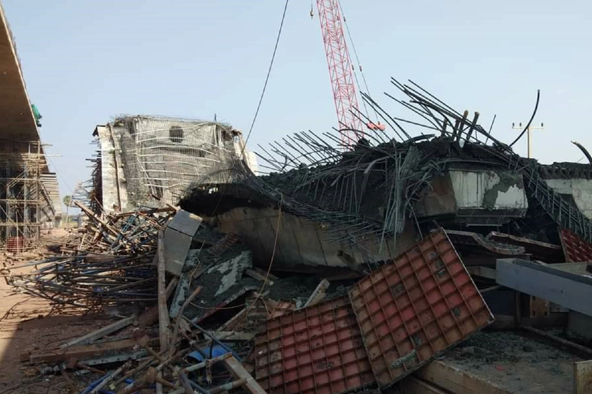 สะพานวงแหวนโคกสูงพังถล่มคนงานไทย-ต่างด้าวเจ็บระนาว