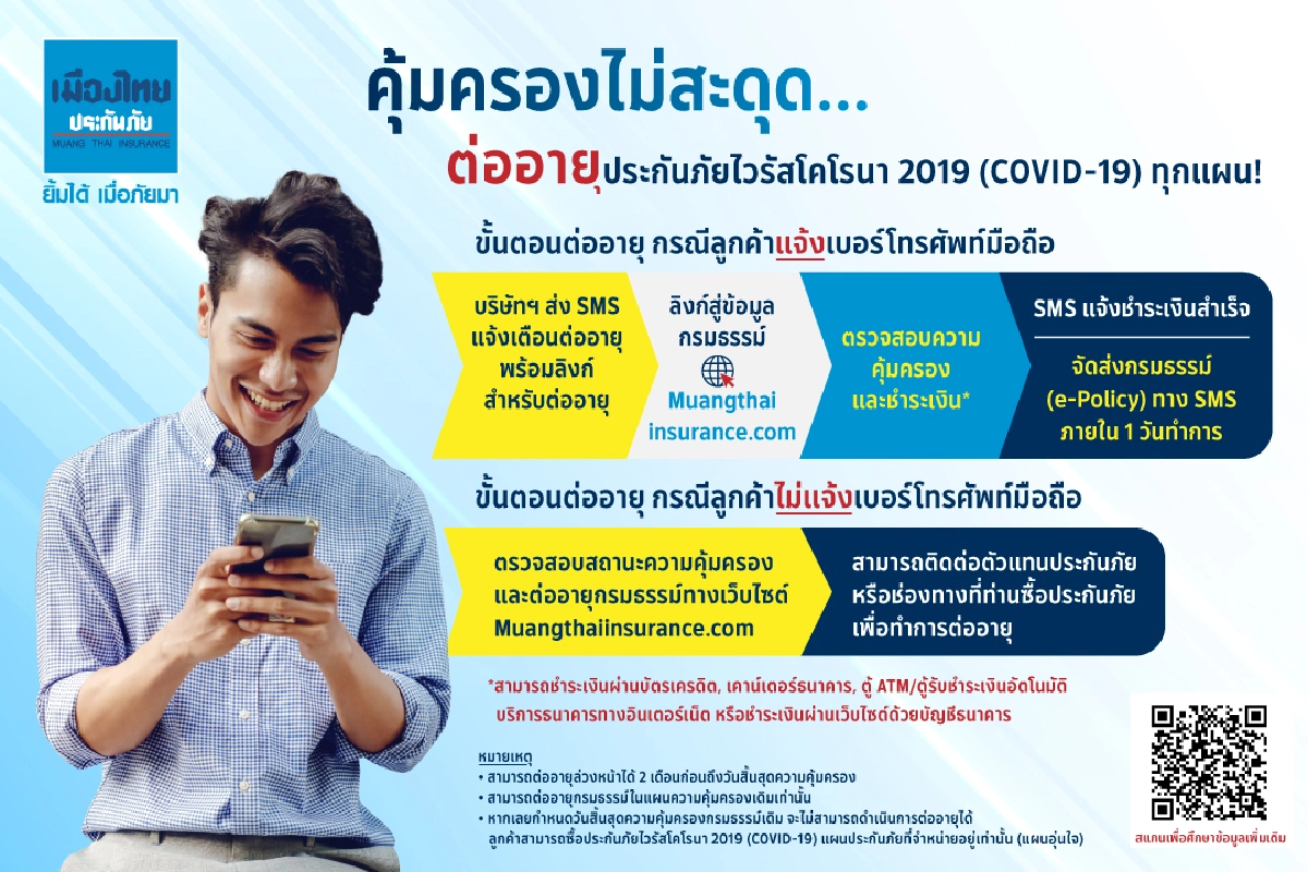 เมืองไทยประกันภัยให้ต่อประกันทุกแผนแบบต่อเนื่องไม่มีสะดุด