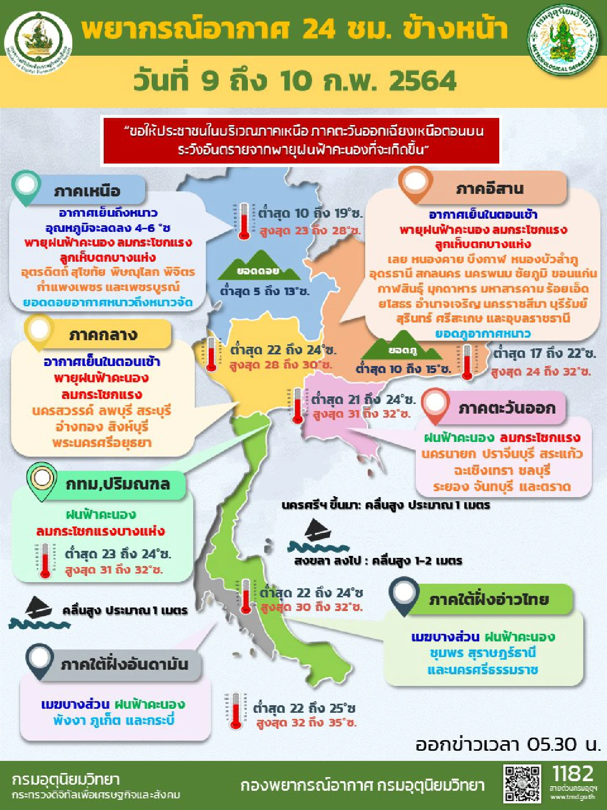 ทั่วไทยมีฝนฟ้าคะนอง10-60%ของพื้นที่ เหนือ-อีสานลูกเห็บตกบางแห่ง