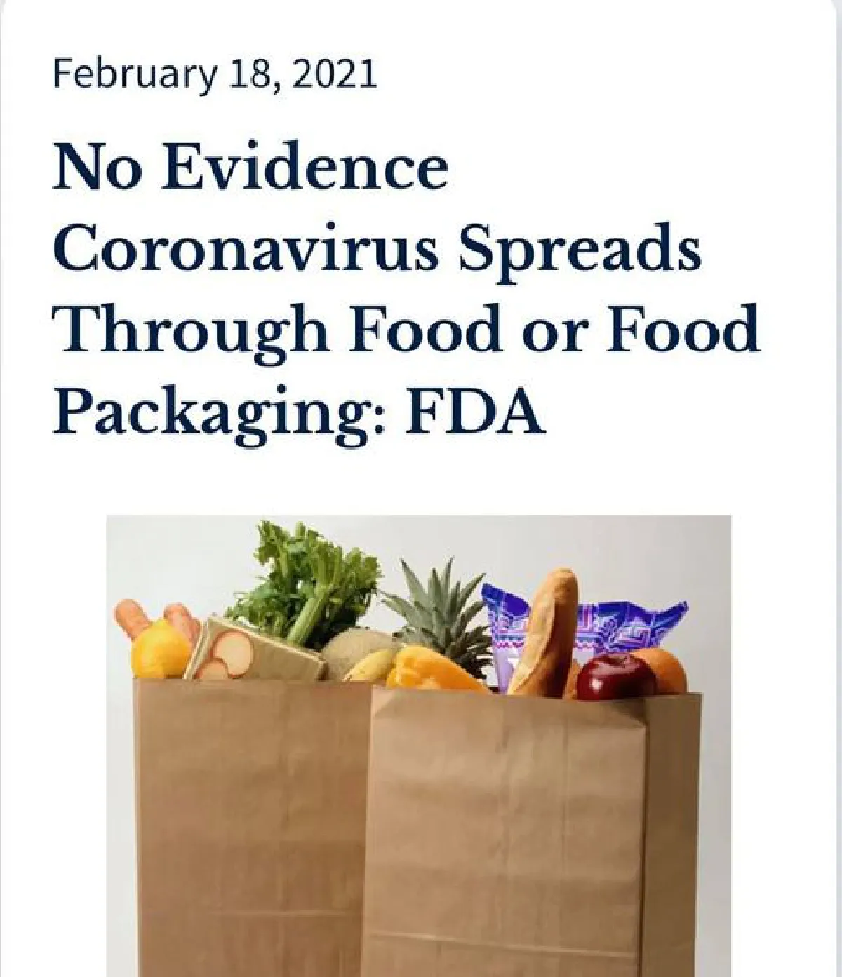 โควิด-19 ไม่ติดต่อทางการกินอาหาร