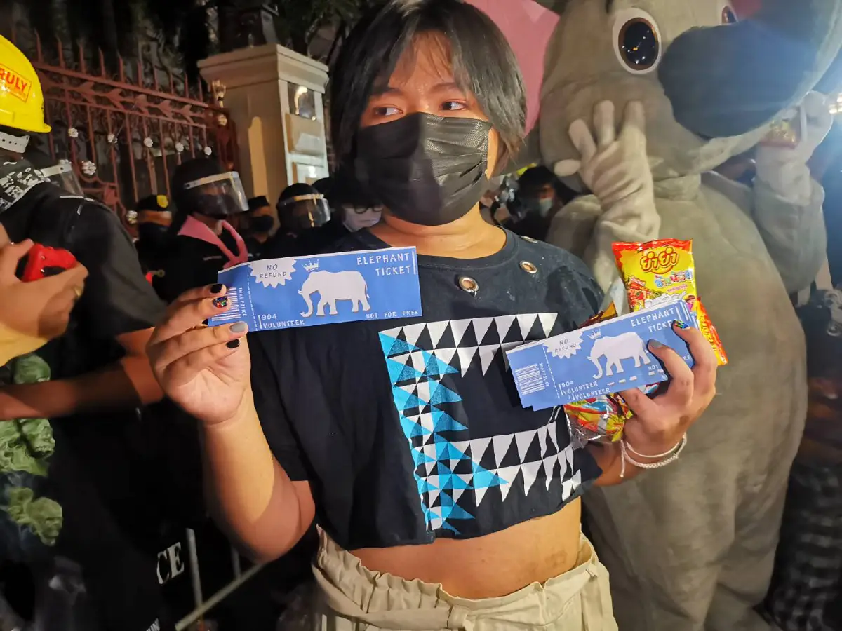 "ม็อบล้มช้าง" เคลื่อนขบวนไปหน้าสตช. จัดกิจกรรมตามนัดหมาย