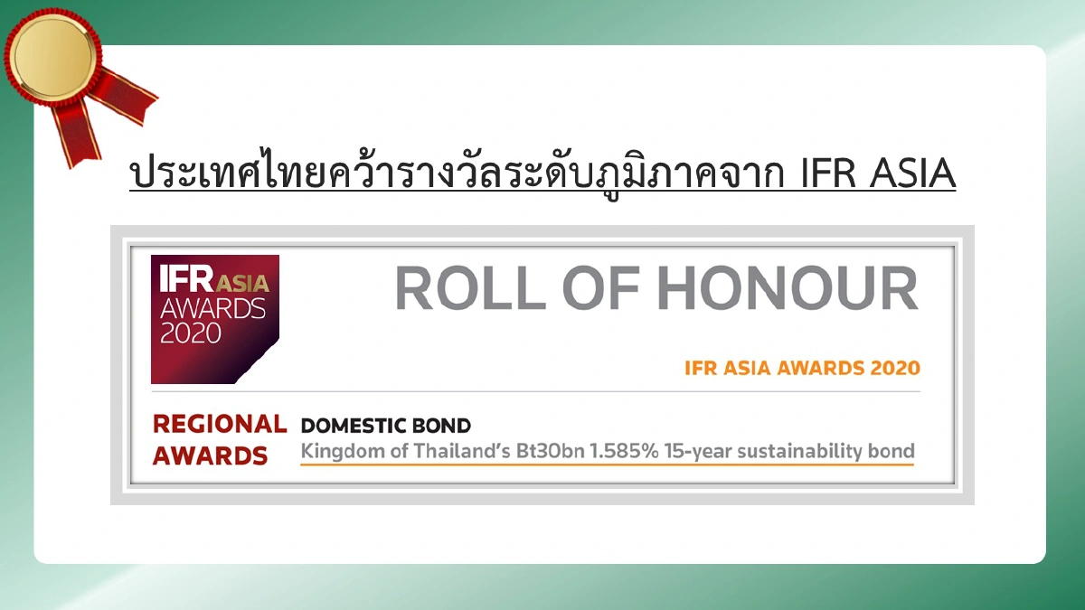 พันธบัตรเพื่อความยั่งยืน คว้ารางวัลระดับภูมิภาคอีกครั้ง