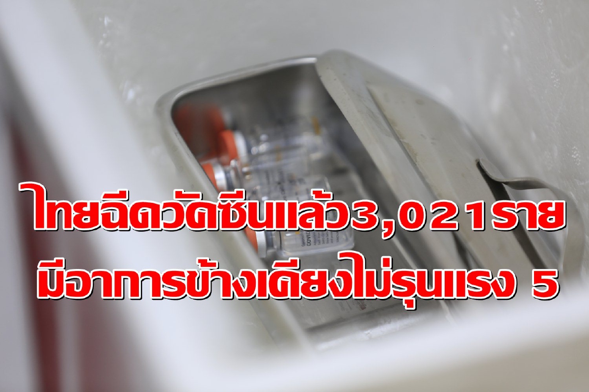ไทยฉีดวัคซีนโควิดแล้ว3,021ราย มีอาการข้างเคียง5แต่ไม่รุนแรง ไทยฉีดวัคซีนโควิดแล้ว3,021ราย มีอาการข้างเคียง5แต่ไม่รุนแรง