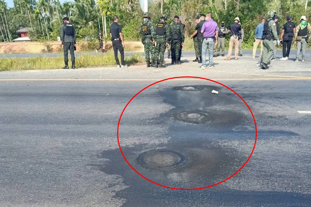 คนร้ายป่วนยะลาลอบเผายางรถพ่นสีสเปรย์ขโมยกล้องวงจรปิด