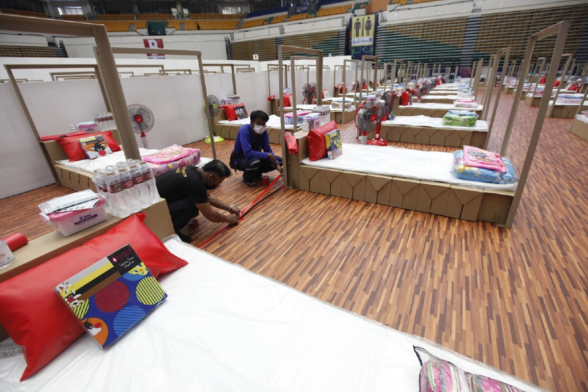 ดูจะจะทุกซอกมุมรพ.สนามศูนย์กีฬาบางกอกอารีนารักษาผู้ติดโควิด