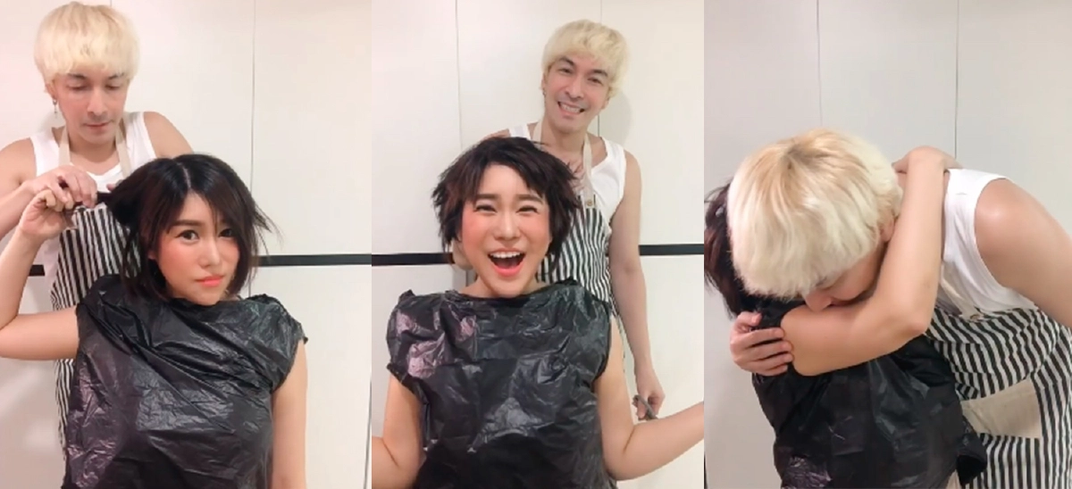 "นุ๊กซี่" สุดสตรอง! ให้ "ปู แบล็คเฮด" โกนหัวให้ หลังทำคีโมเป็นครั้งที่ 3 