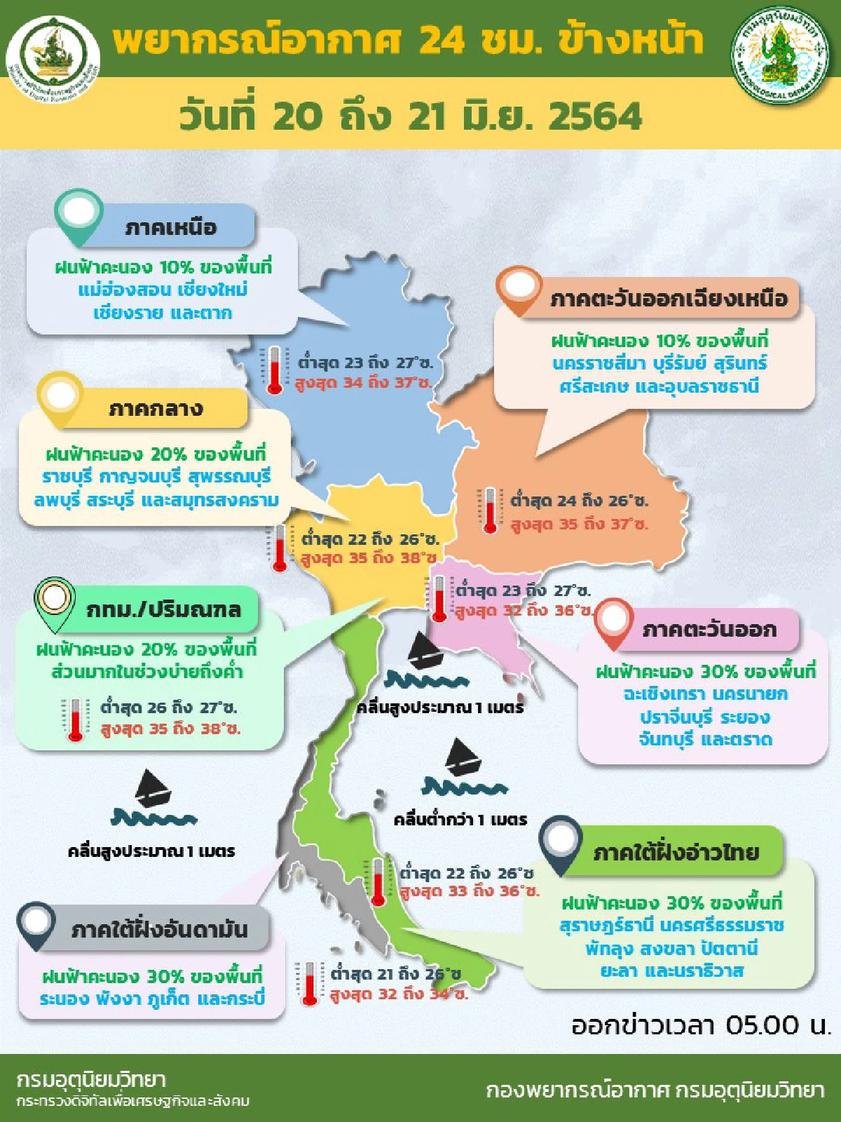 ทั่วไทยมีฝนฟ้าคะนอง 10-30% ของพื้นที่