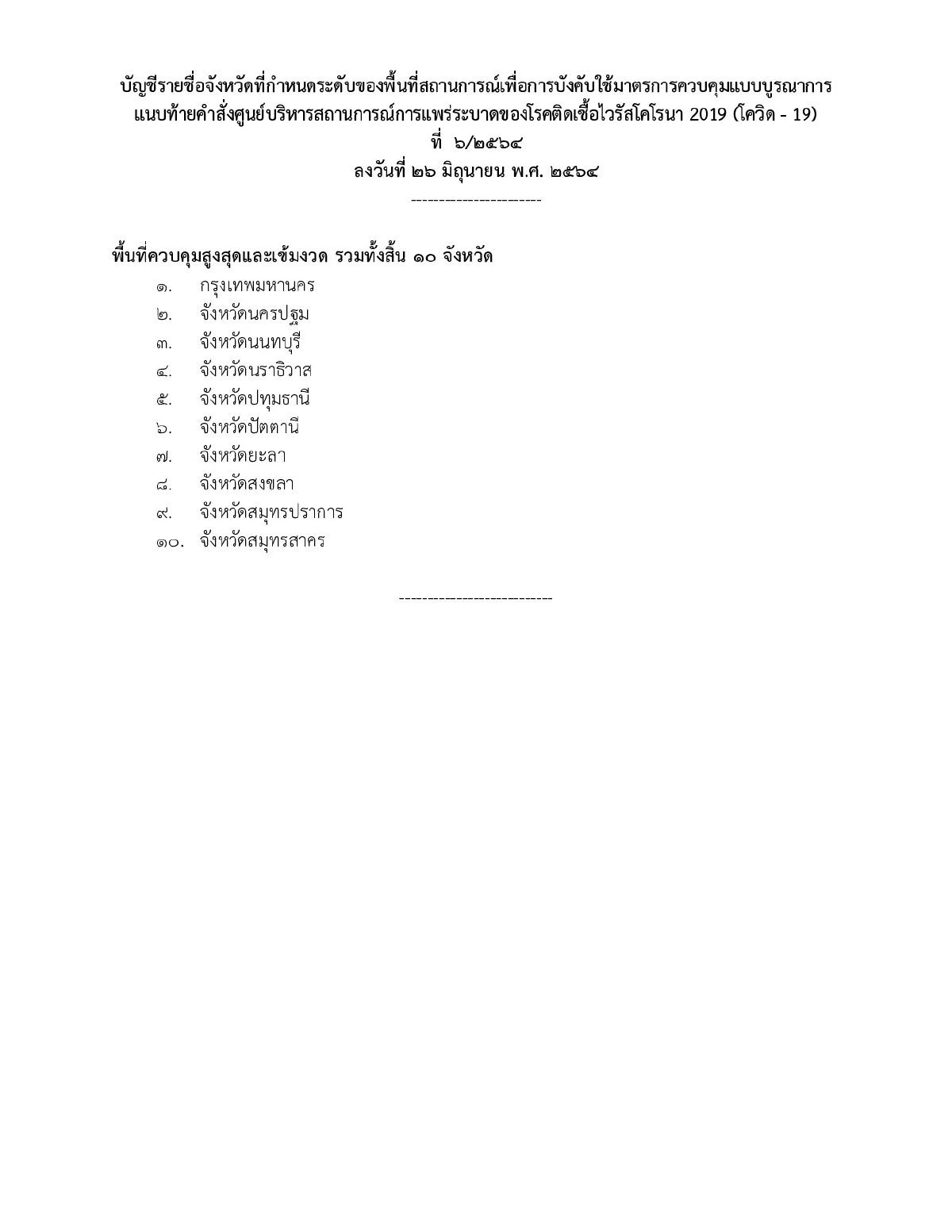 ประกาศ10มาตรการคุมโควิดระบาดในกทม.-ปริมณฑล จังหวัดชายแดนใต้