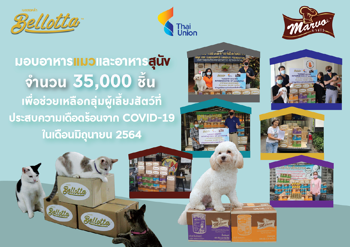 ไทยยูเนี่ยน บริจาคอาหารแมวเบลล็อตต้า และอาหารสุนัขมาร์โว่ กว่า 35,000 กระป๋องในเดือนมิถุนายน 2564 ไทยยูเนี่ยน บริจาคอาหารแมวเบลล็อตต้า และอาหารสุนัขมาร์โว่ กว่า 35,000 กระป๋องในเดือนมิถุนายน 2564