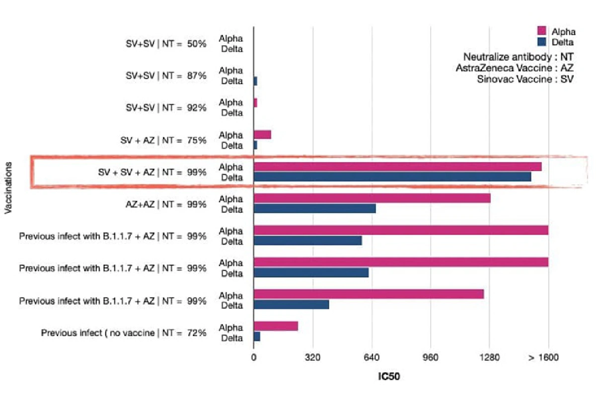 "หมอธีระวัฒน์" เผย ผลศึกษา "ซิโนแวก 2 เข็ม บวกแอสตร้า"สู้ สายพันธุ์เดลตาได้